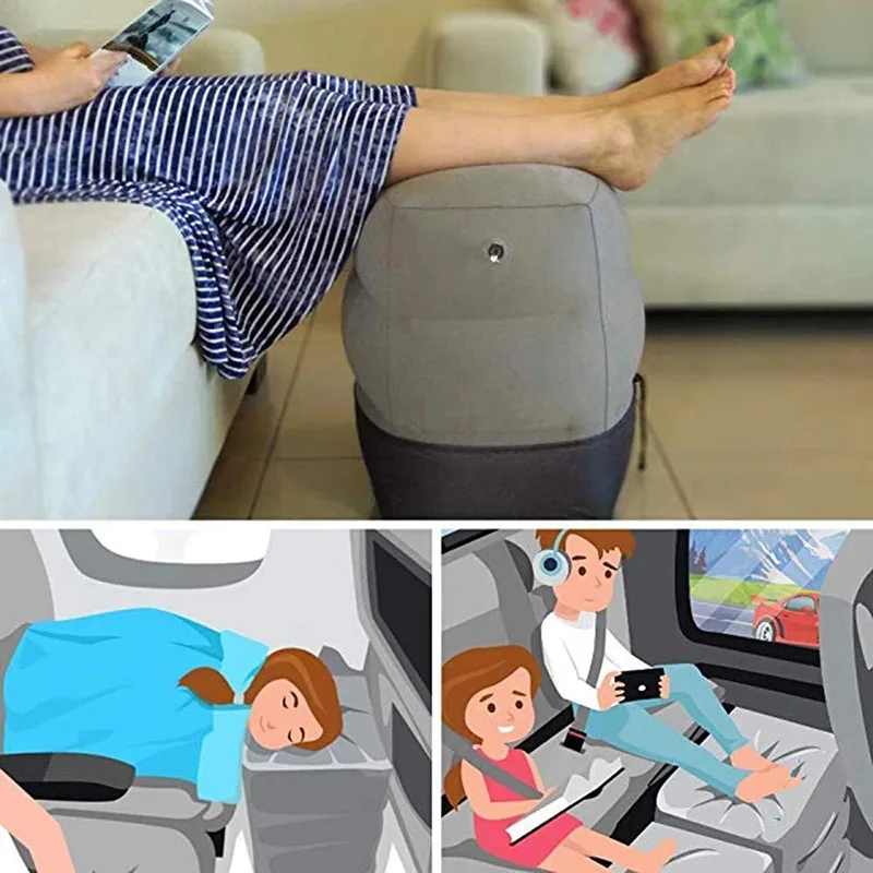 Inflatable Travel Pillow Foot Rest Pillow Kids Airplane Sleep Bed Car Height Adjustable Flight Sleeping Resting Pillow Foot Pad 5
