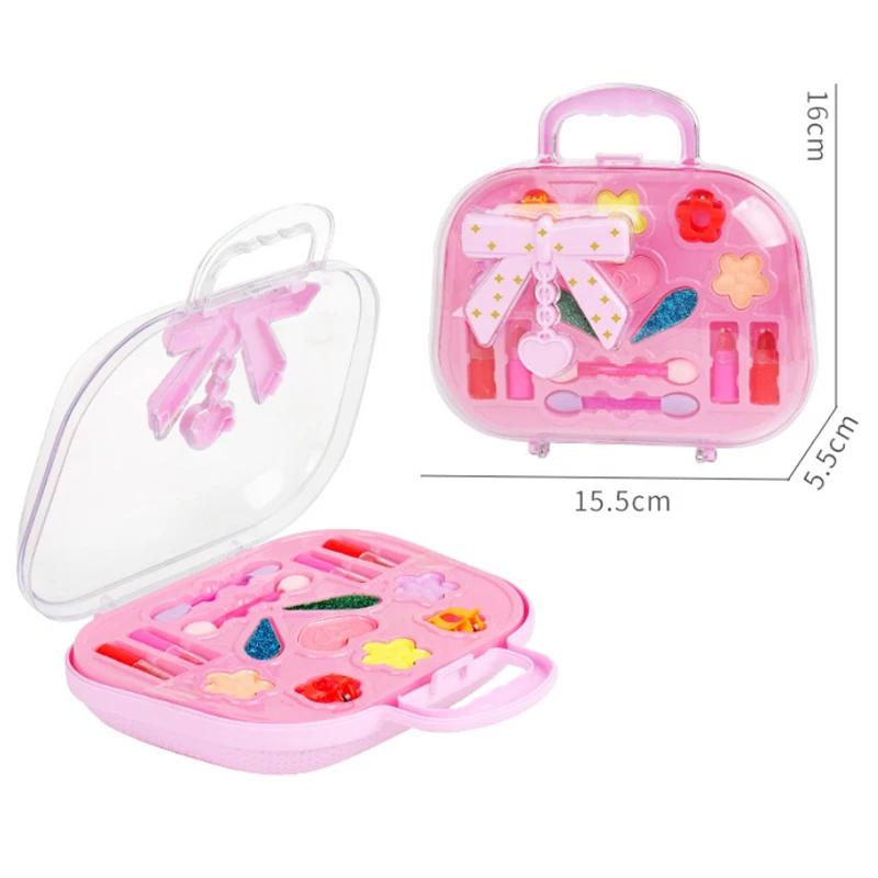 Children Girls Makeup Toys Set Bow Bag Eyeshadow Palette Lipstick Girls Birthday Party Dress Up Makeup Toys Gifts