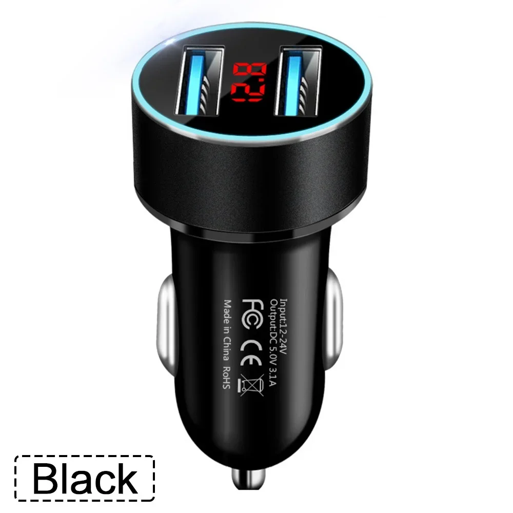 3,1 A Dual-USB-Autoladegerät – 2-Port-LCD-Voltmeter, 12–24 V Zigarettenanzünder-Buchse, universeller Autoladegerät-Adapter – Detail 7