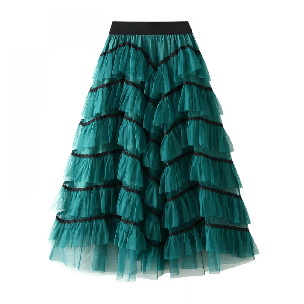 thumbnail image 1 of Falda tutú larga transparente para mujer, falda midi de malla de tul en capas, falda de baile de varias capas para vacaciones, falda suelta de color pastel para fiesta de Halloween, 1 of 5