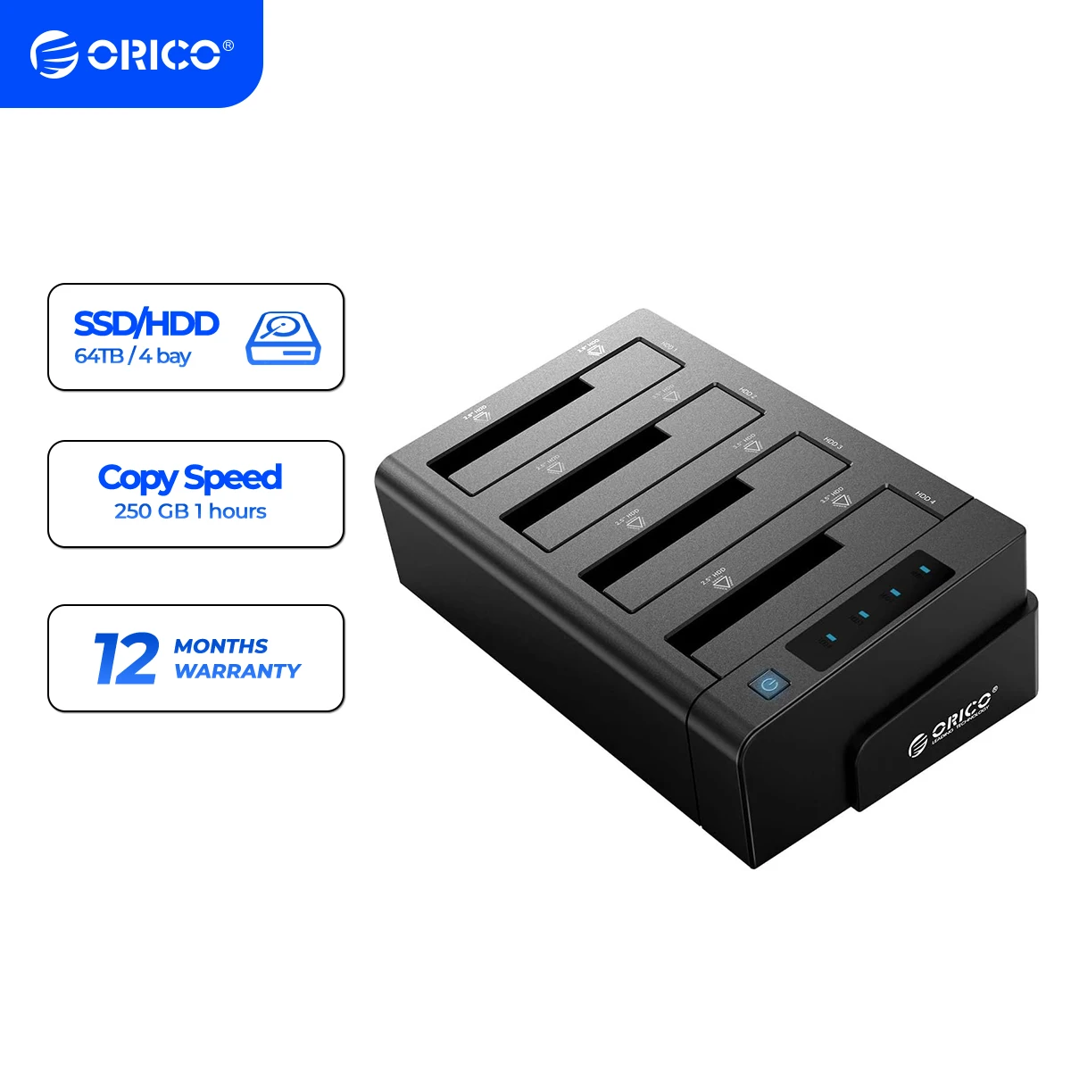 Docking Station Per Disco Rigido Orico 2/4 Bay Con Docking Station Hdd Sata A Usb 3.0 Clone Offline Per Hdd Da 2.5/3.5 Pollici