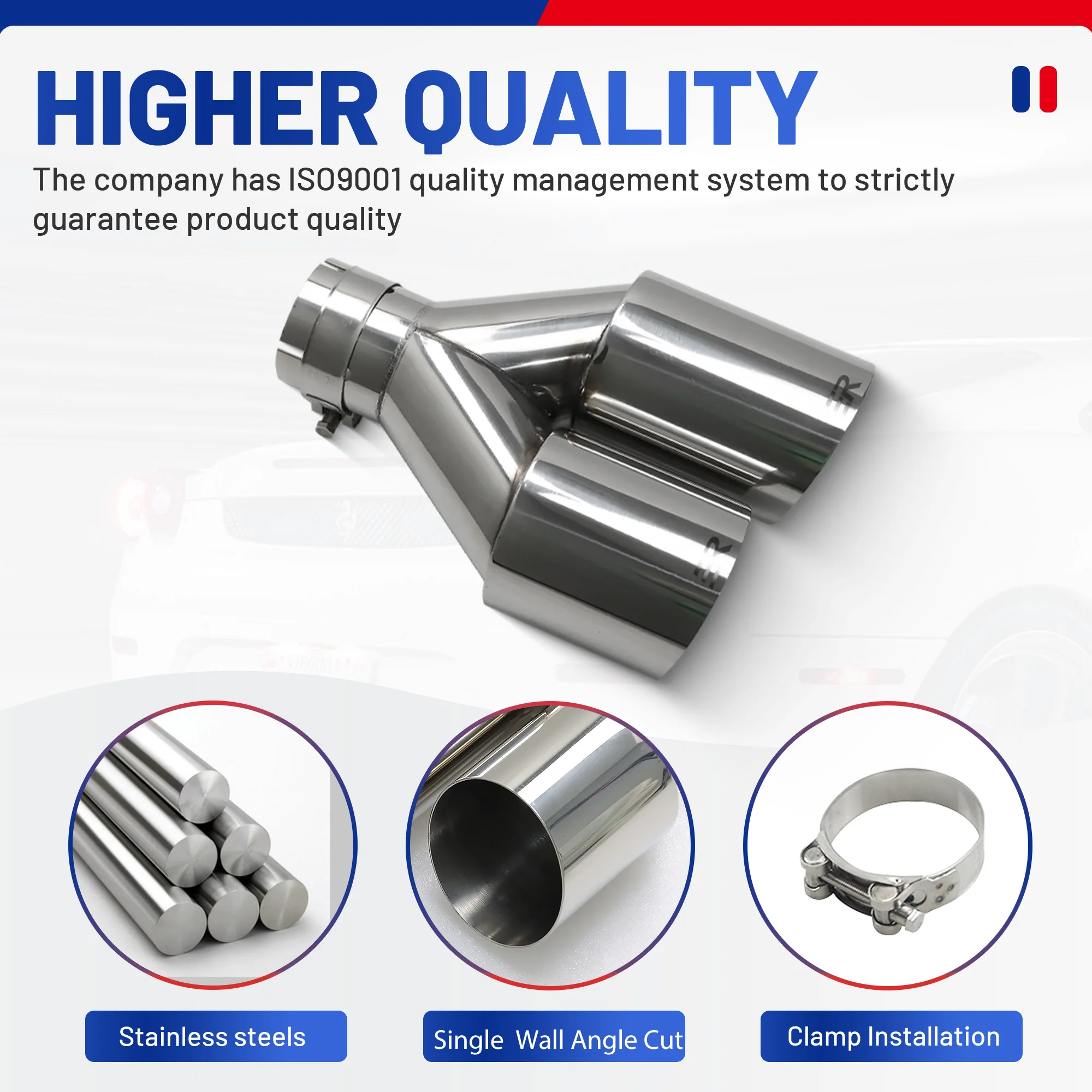 1 PCS ER Dual Exit Stainless Exhaust Pipe exhaust muffler tip exhaust pipe muffler Universal Mufflers Nozzle Decorat exhaust modify and Upgrade