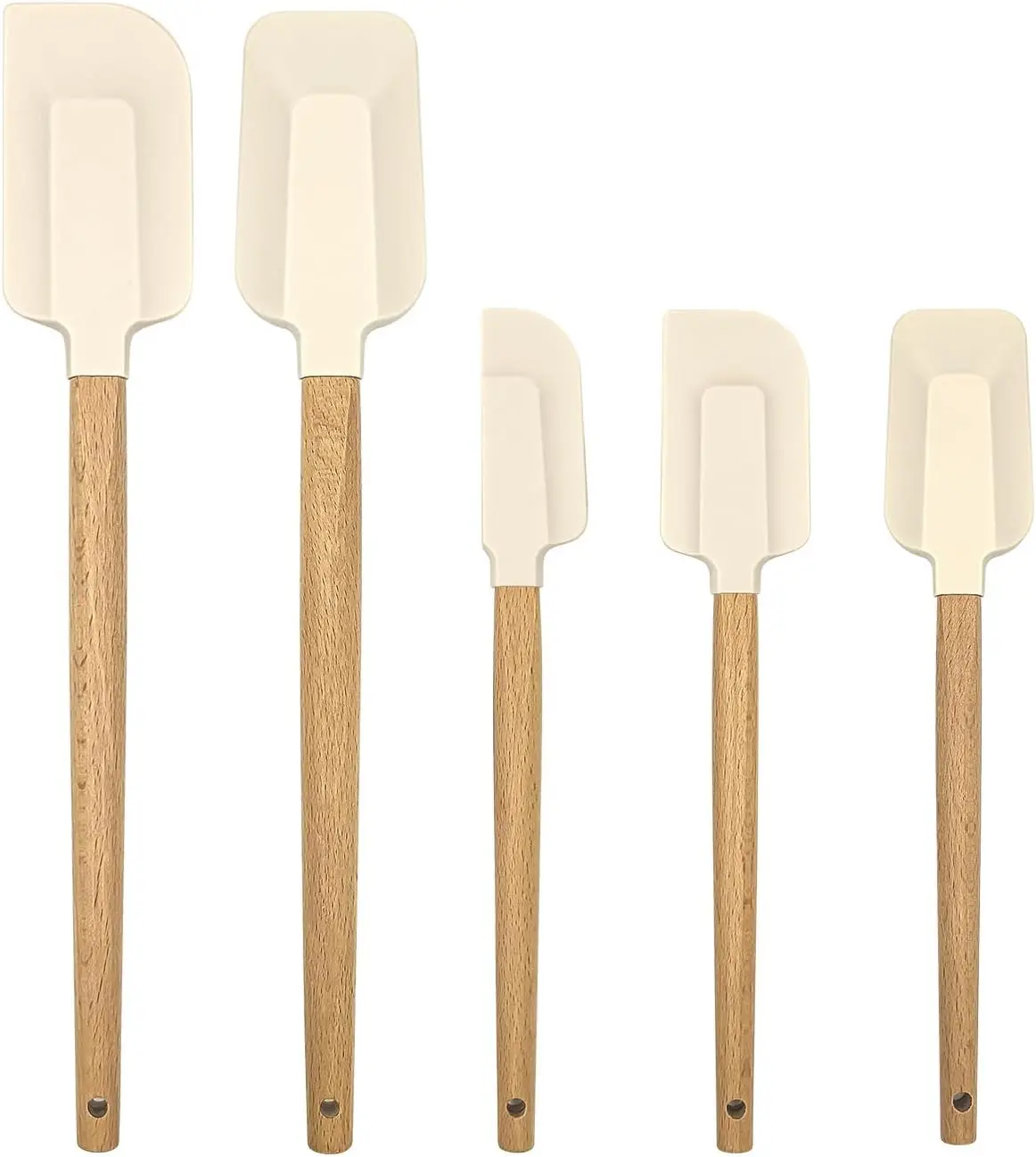 Premium Silicone Scraper Spatula Set with Wood Handles – Heat Resistant, Non-Stick Cooking & Baking Utensils