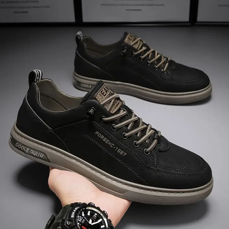 Motorcycle Shoes Mens Shoes Motorcycle Boots Versatile Casual Men's Shoes Autumn Trendy Low Top Flat Shoes Breathable White Motorcycle Boots for Men