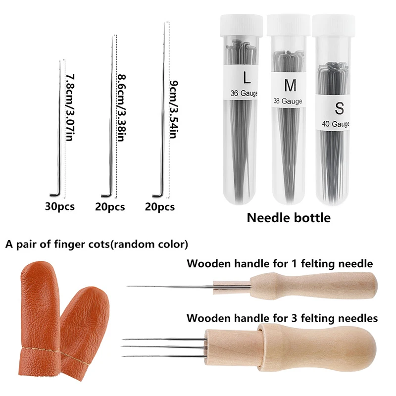 74 or 104 Pcs Needle Wool Felting Kit Tools Supplies for Beginner Needlework Felt Craft Needles Set For Doll Making