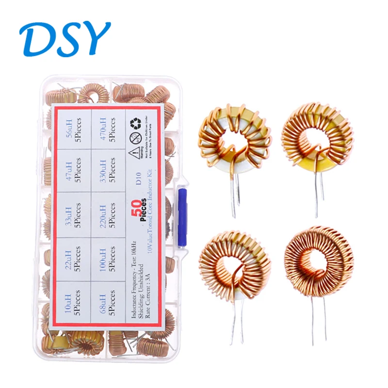 50pcs Toroid Inductor 10uH 22uH 33uH 47uH 47uH 56uH 100uH 220uH 330uH