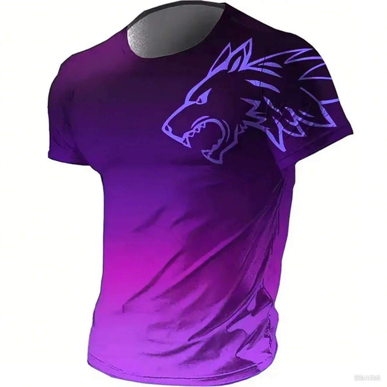 T-shirt da Uomo per Fitness e Sport, Estate 2026, Stile Vintage, Stampa 3D, Asciugatura Rapida, Sfumato, Motivo Lupo, Manica Corta - immagine 6
