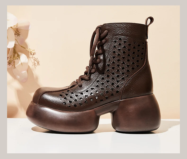 Platform Genuine Leather Ankle Boots for Women