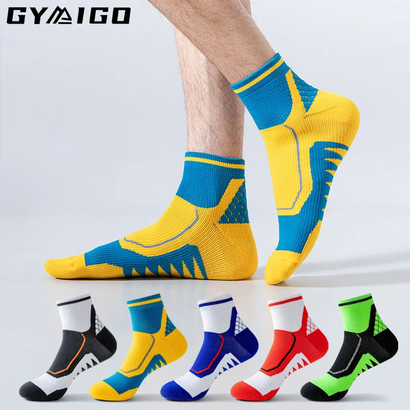 GYMIGO Men Basketball Socks Soft Thickened Towel Terry Sweat-Absorbing Training Sport Socks Non-Slip Professional Athletic Socks