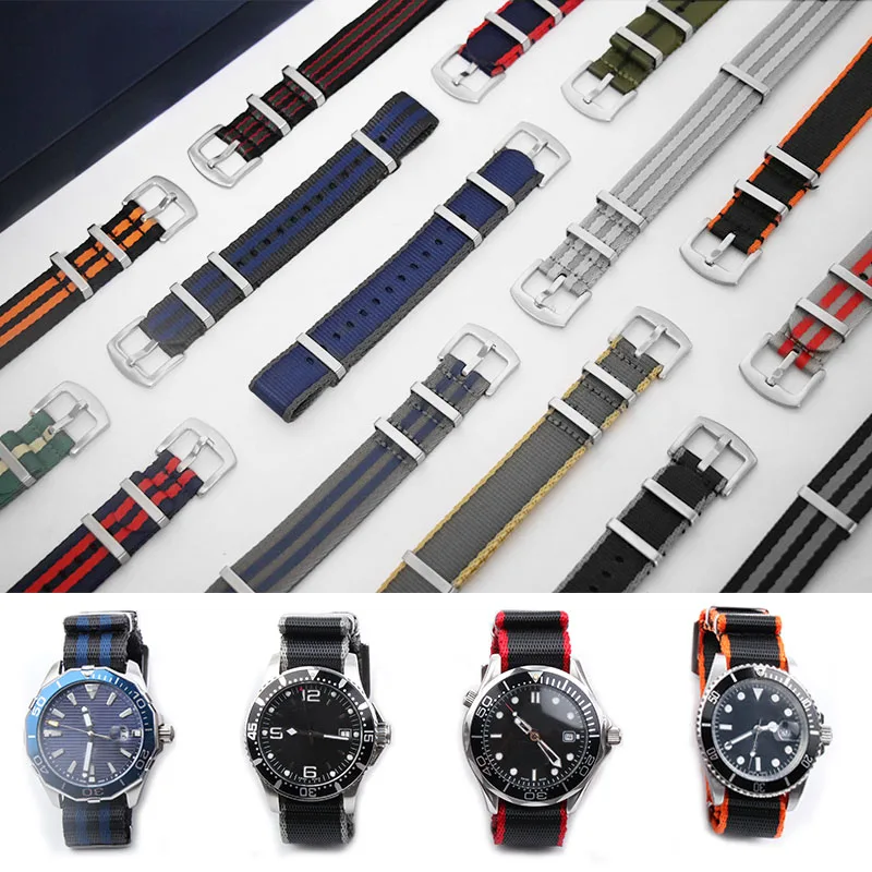 Cinturino Per Orologio In Nylon Traspirante Di Alta Qualità Per Omega Seamaster 300 Quarter Orange Longines Seiko Mido Tudor 20 22Mm