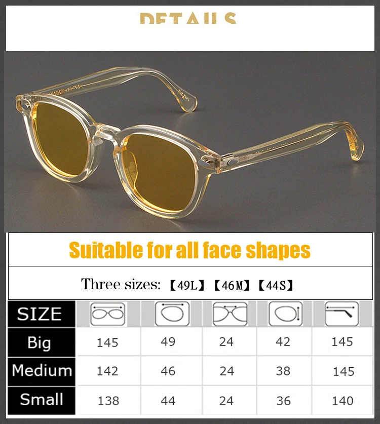 Johnny Depp Sunglasses Man Lemtosh Polarized Sun Glasses Woman Luxury Brand Vintage Yellow Acetate Frame Night Vision Goggles