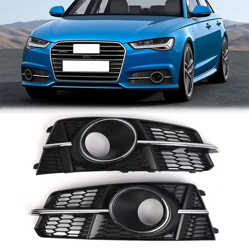 

Car Accessories Fog Light Grill Lamps Cover with Hole for Audi S6 / A6 S-Line 2016 2017 2018 C7 Facelift 4G0807681AG 4G0807682AG