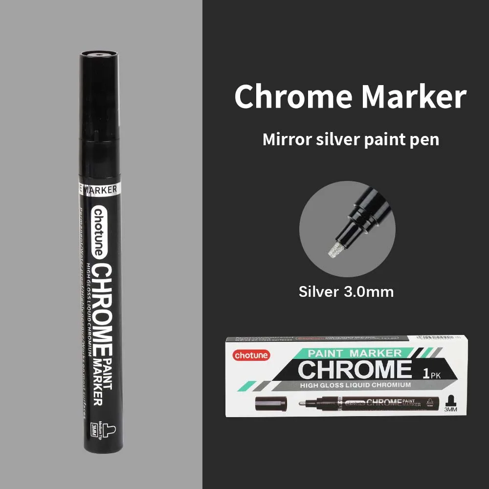Liquid Reflective Chrome Mirror Marker Pen DIY Paint Mirror Chrome Metallic Craftwork Pen Gold Silver Copper Student Art Supplie