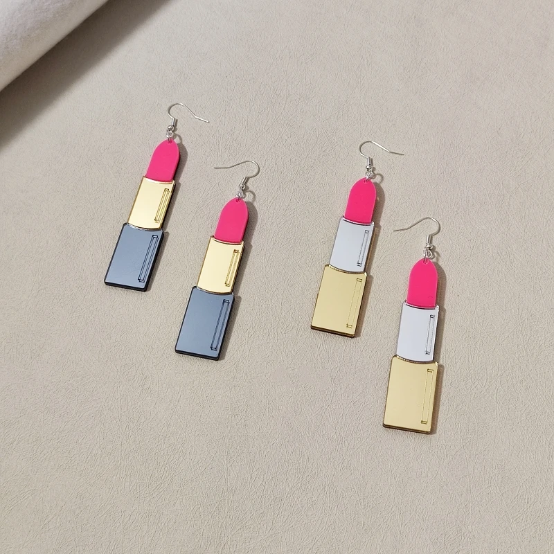 KUGUYS Lippenstift-Ohrringe für Damen, Vintage-Stil, Spiegel-Acryl-Schmuck, lässig, für Musikfestivals, Sommer-Accessoires – Detail 8