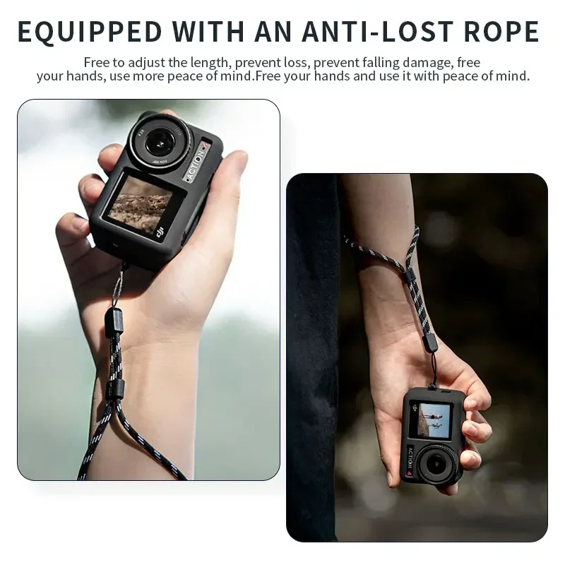 Sports Camera Silicone Case  Lens Cover Wrist Strap  for DJI DJI OSMO Action 3 / DJI Action 4 Camera Accessories 4