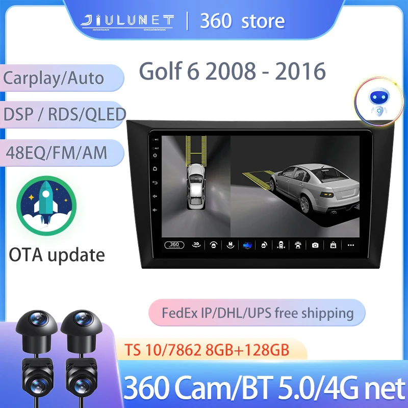 

JIULUNET Smart Stereo Android Auto 360 Cam Radio For Volkswagen Golf 6 2008 - 2016 Multimedia Video Navigation Carplay