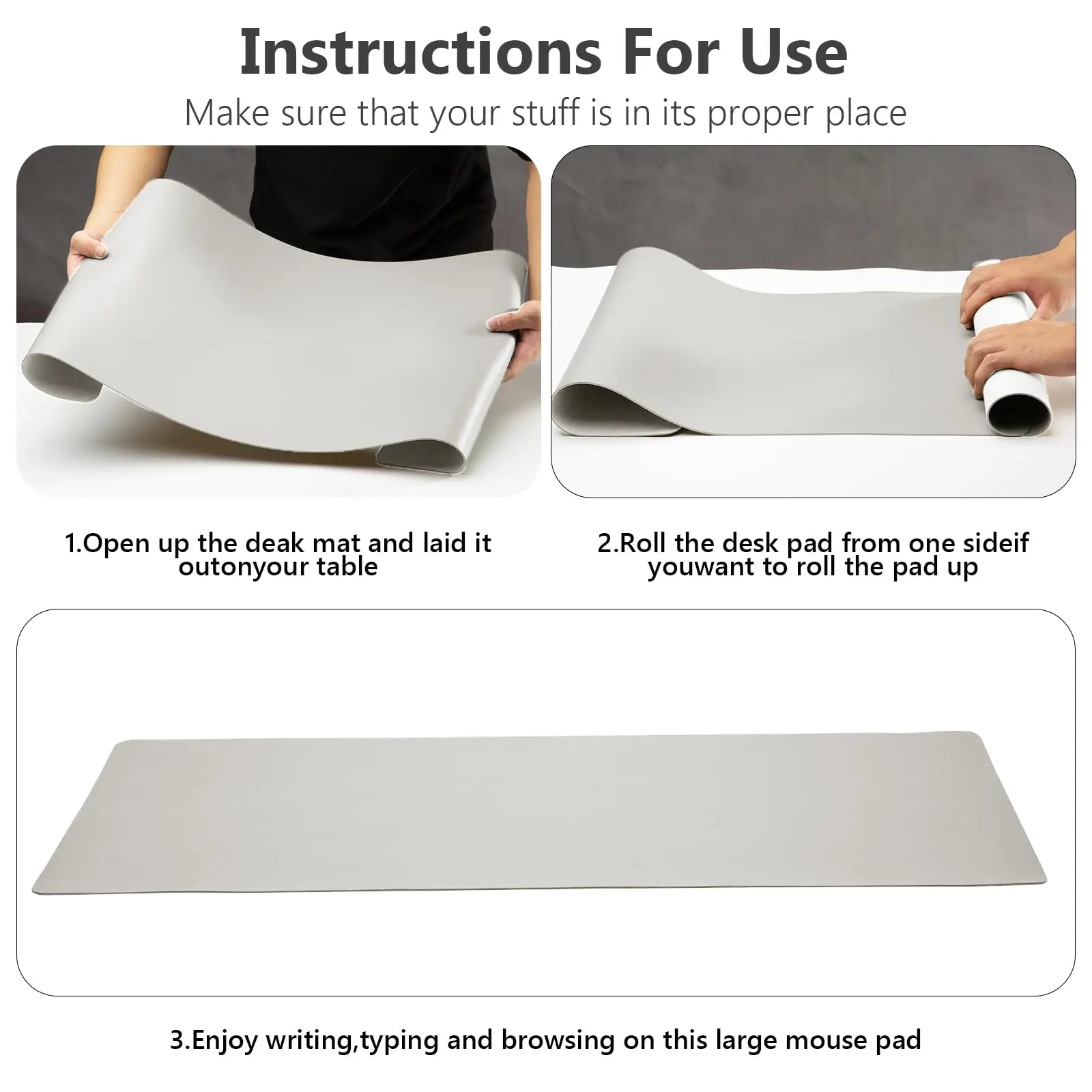 Desk Protector Mat 1pc 23.62x11.81in PU Leather Waterproof MousePad Desktop Keyboard Desk Pad Gaming Mousepad