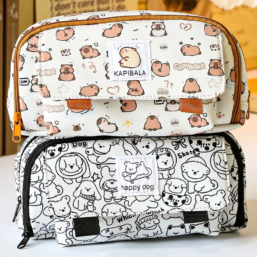 

Happy Dog Pencil Bag Pen Case Cute Capybara Storage Pouch for Stationery F7586