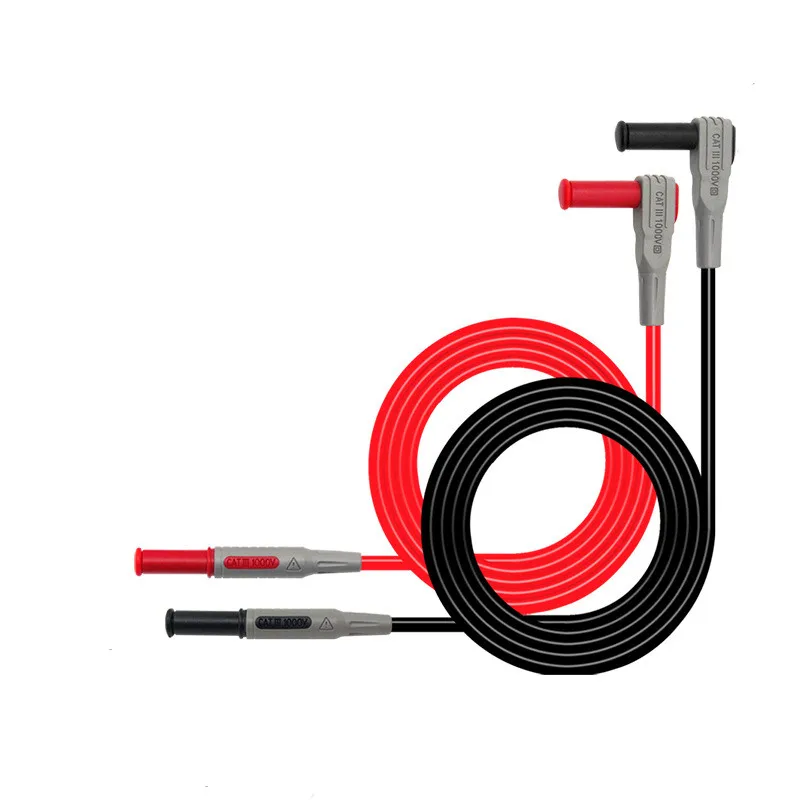 Cleqee P1033 Safety Banana Plug Test Lead 90 Degree To Straight Multimeter Test Cable 100CM 1000V/15A 2PCS