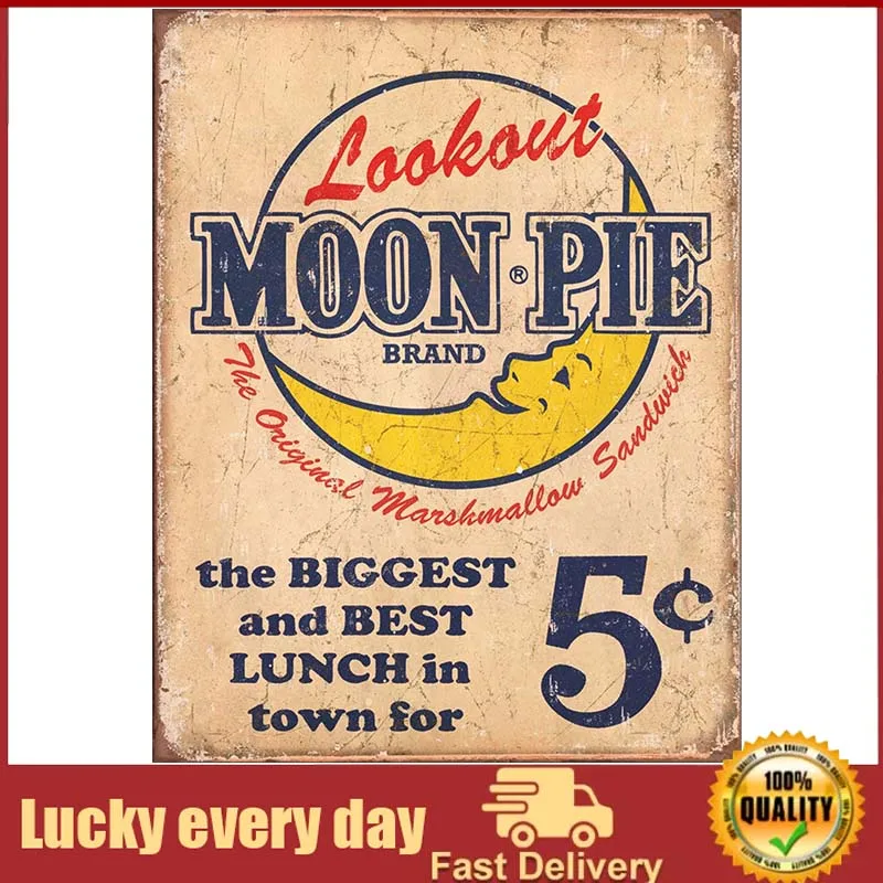 Elurous Enterprises Moon Pie - Best Lunch Tin Sign - Nostalgic Vintage Metal Wall Decor Decorazione Della Casa Wall Decor