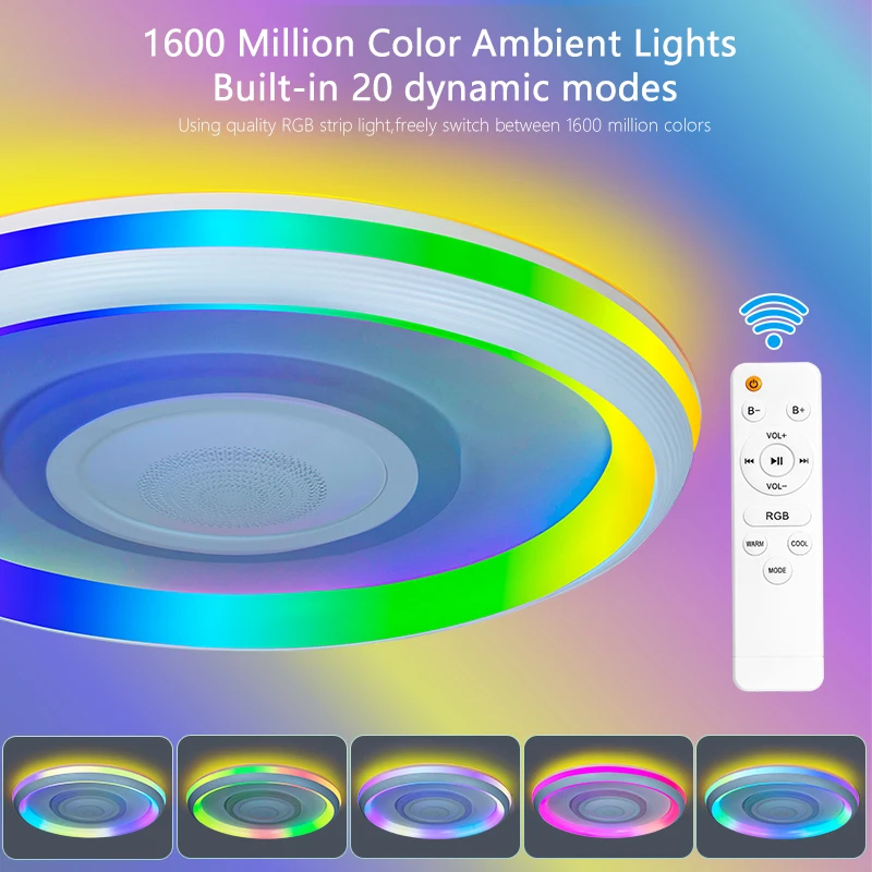 TUYA RGB Ceiling Light with Speaker APP Remote Control Stepless Dimming Large Size Backlight Design Smart Lamp for Living Room