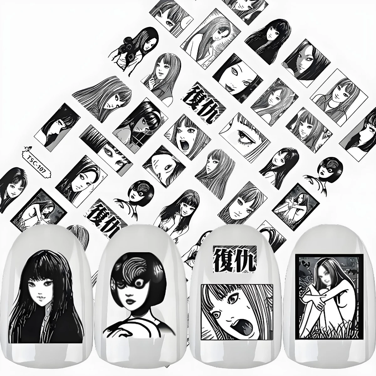 TSC-380 かわかみ とみえ,Tomie,Kawakami Tomie,Anime 3d Nail Art Stickers Nail Stickers