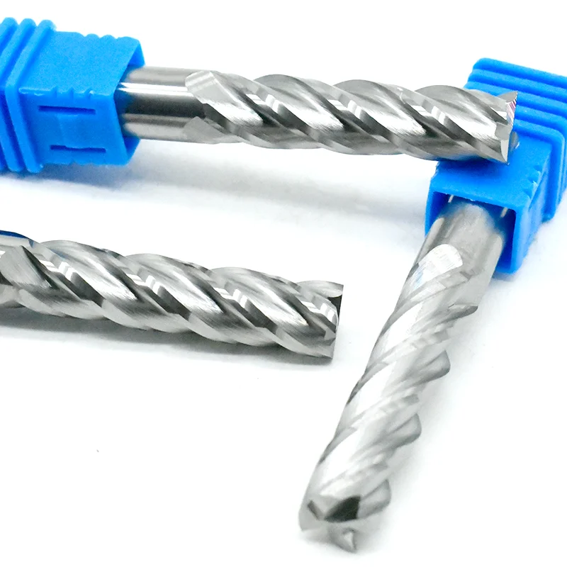 1 Stück Schaftfräser 4 Flöten Spiralschneider 6 mm 8 mm Wolframkarbid-Fräswerkzeuge zum Schneiden von Holz MDF 4F Schaftfräser mit großem Chip-Entferner – Detail 11