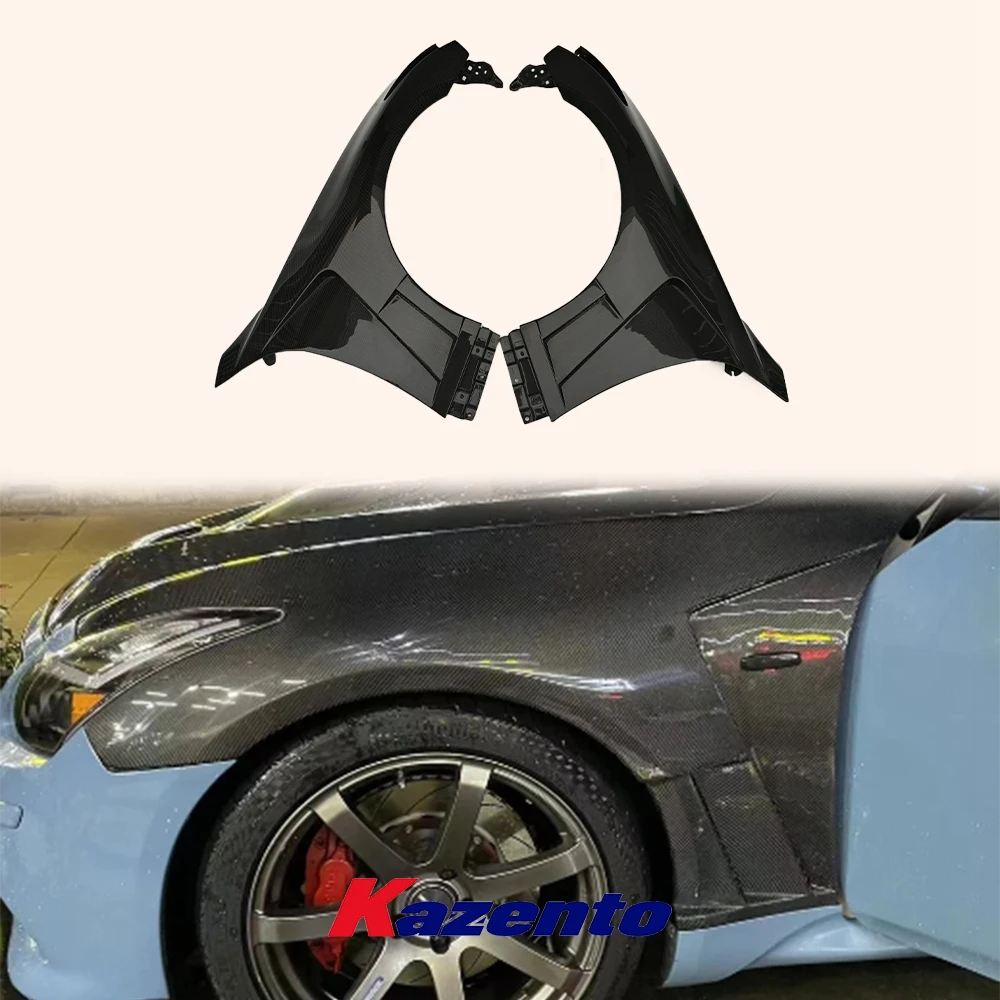 인피니티 G37 2008-2013 용 문짝 통풍 프론트 펜더 카본, 라이트 홀 없음