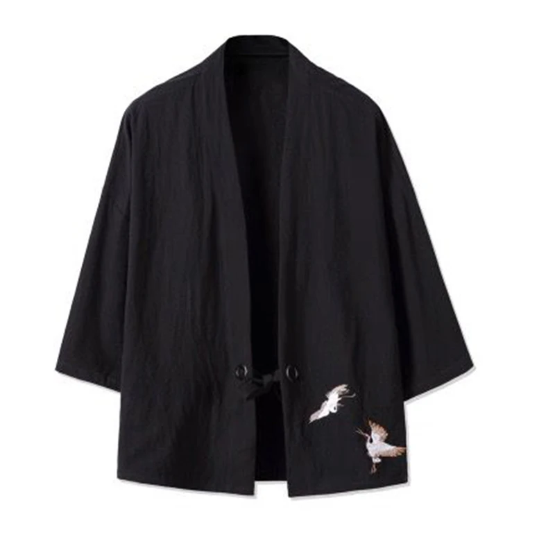 Costume à manches de sept pouces, robe taoïste, kimono, cardigan, veste brodée Xianhe, costume Han de style ancien pour hommes et femmes HJ10