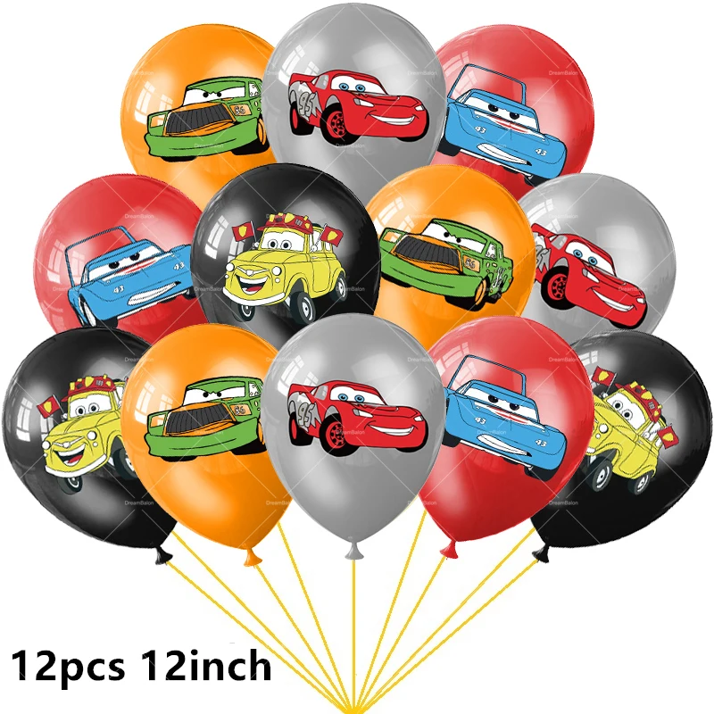 thumbnail image 1 of Globos de Disney Cars, decoración para fiesta de Rayo Mcqueen, pancarta de feliz cumpleaños, vajilla de Pixar, telón de fondo, adorno para tarta de coche de carreras, 1 of 5