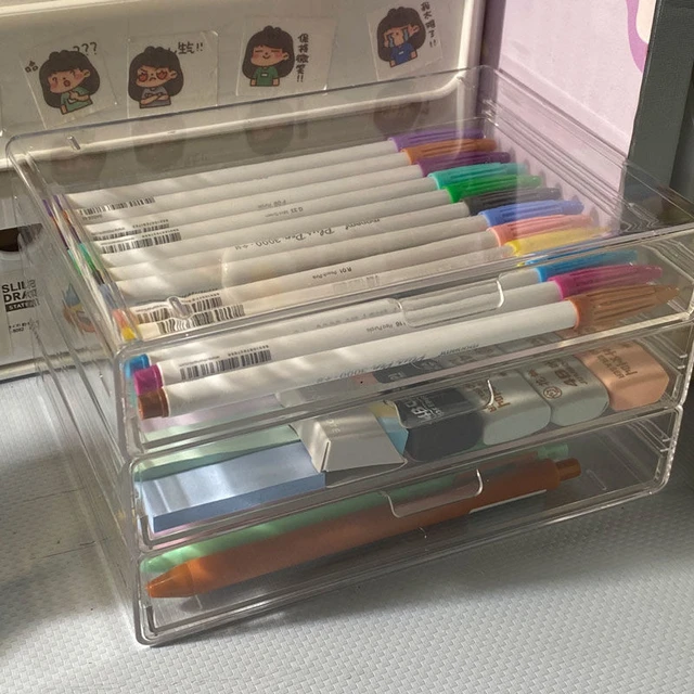 Acrylic Transparent Marker Holder Stationery Storage Box Pen Pencil Desk  Marker Organizer Office School Supplies Storage Shelf