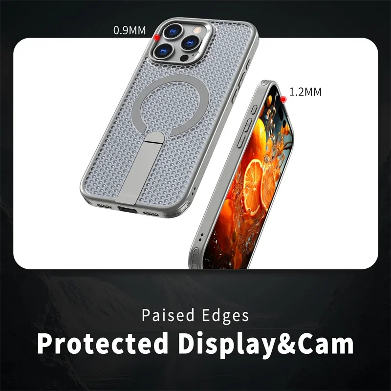 Enhanced Heat Dissipation Magnetic Phone Case with Shockproof Hideaway Bracket
