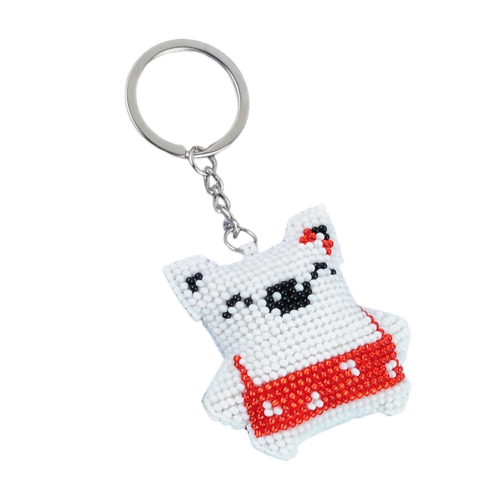 Mushroom Beaded Counted Cross Stitch Ornament Kit Cross Stitch Bead Keychain Beaded Embroidery Kit for Bag Backpack Decor