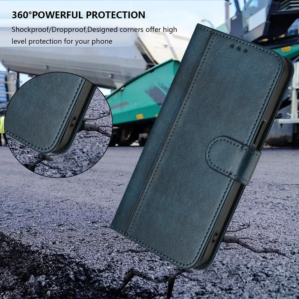 Premium Retro Leather Flip Phone Wallet Case - Durable Protective Cover
