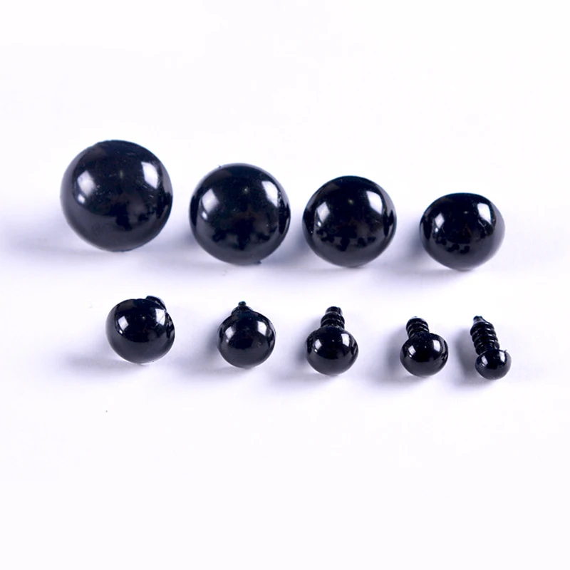 100pcs Black Eyeball Doll Accessories Black Plastic Crafts Eyes For Toys 6-14mm DIY Funny Toy Eyes Accessories For Animal Dolls 6