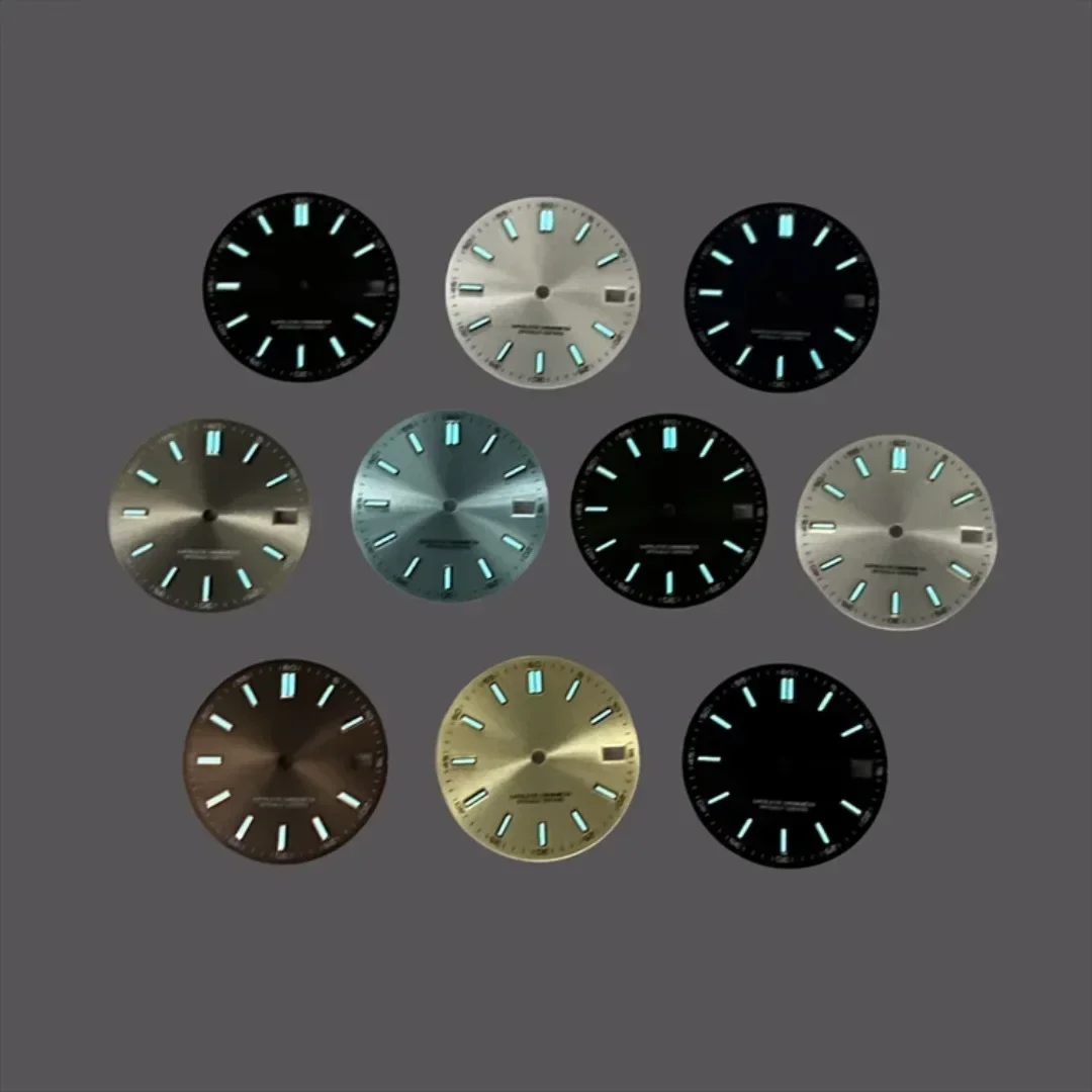 Luminous Blue-Green Watch Face with BGW9 Glow - 28.5mm Enhanced Dial for Customized Timepieces