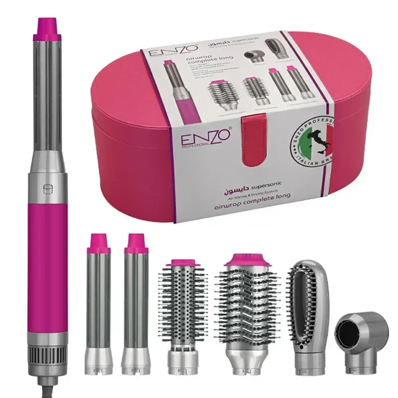ENZO 220V Professional Multifunctional 6 in 1 Hair Dryer Hair Curler Straighter Air Comb Styling Tools Negative Ions Air Warp 2