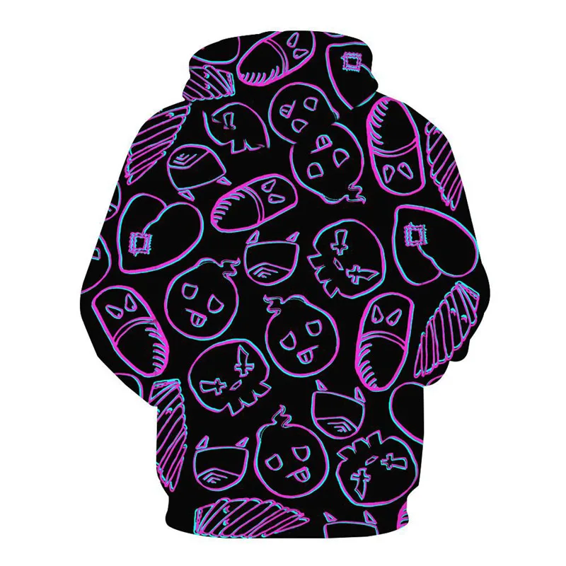 SOSHIRL Halloween Skull Hoodies Hipster Funny Cool Hoody Winter Hip Hop Streetwear Hoodie Women/men's Classic Pullovers Outfits