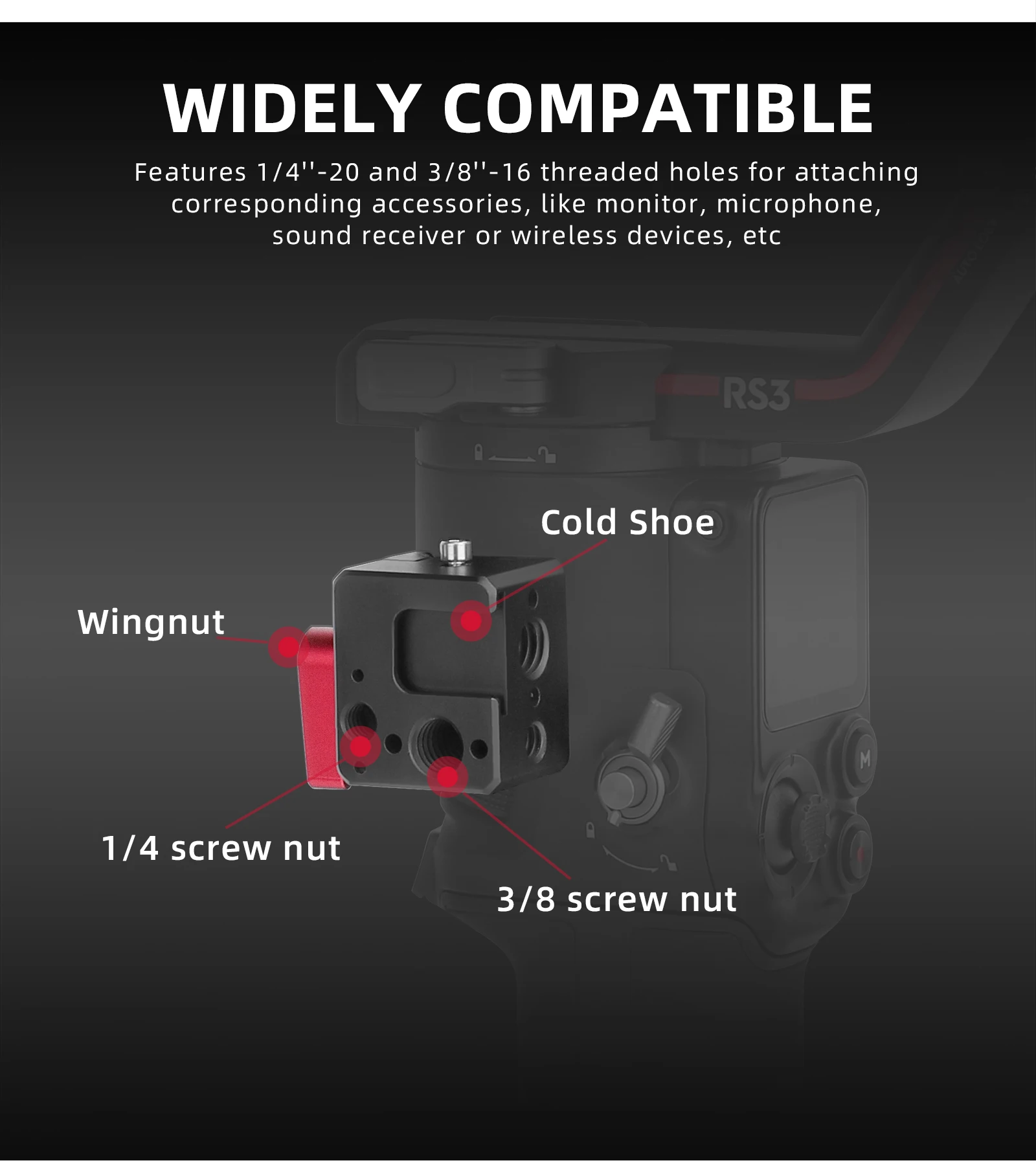 Support moniteur à pince 1/4" 3/8" pour DJI RS 2/3/4 Pro