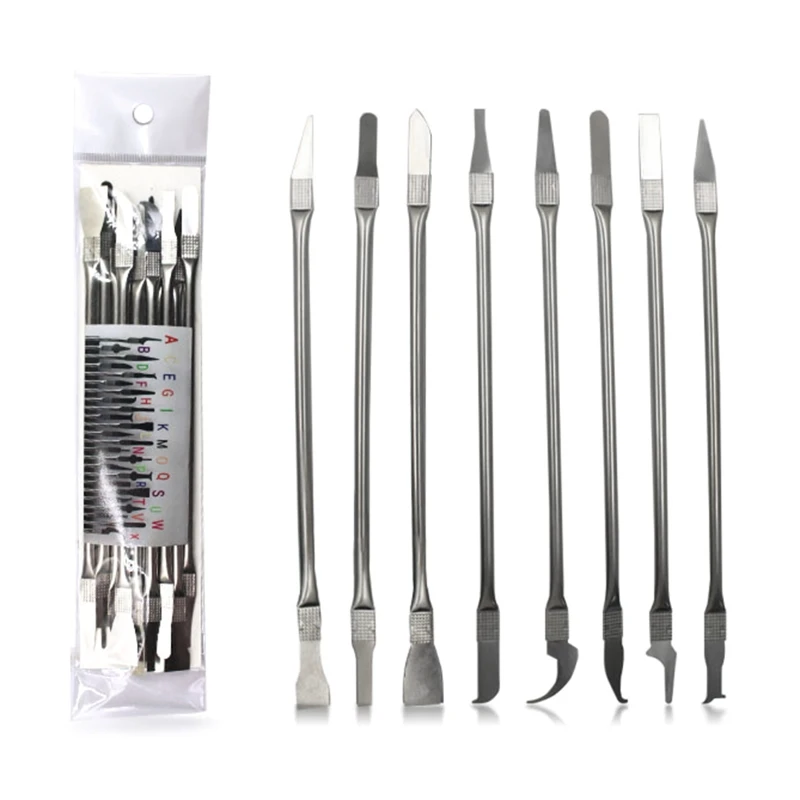 

8Pcs Computer Mobile Phone Repair Disassembly Prying Opening Tool Metal Crowbar Remover Repair Tools