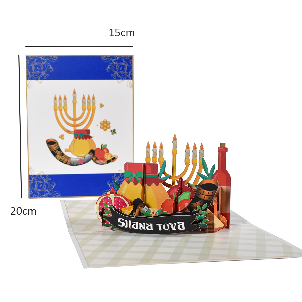 Rosh Hashanah Karta podarunkowa Shana Tova 3D Shofar Pop Up Kartki z życzeniami dla żony Mąż Mama Tata Dzieci