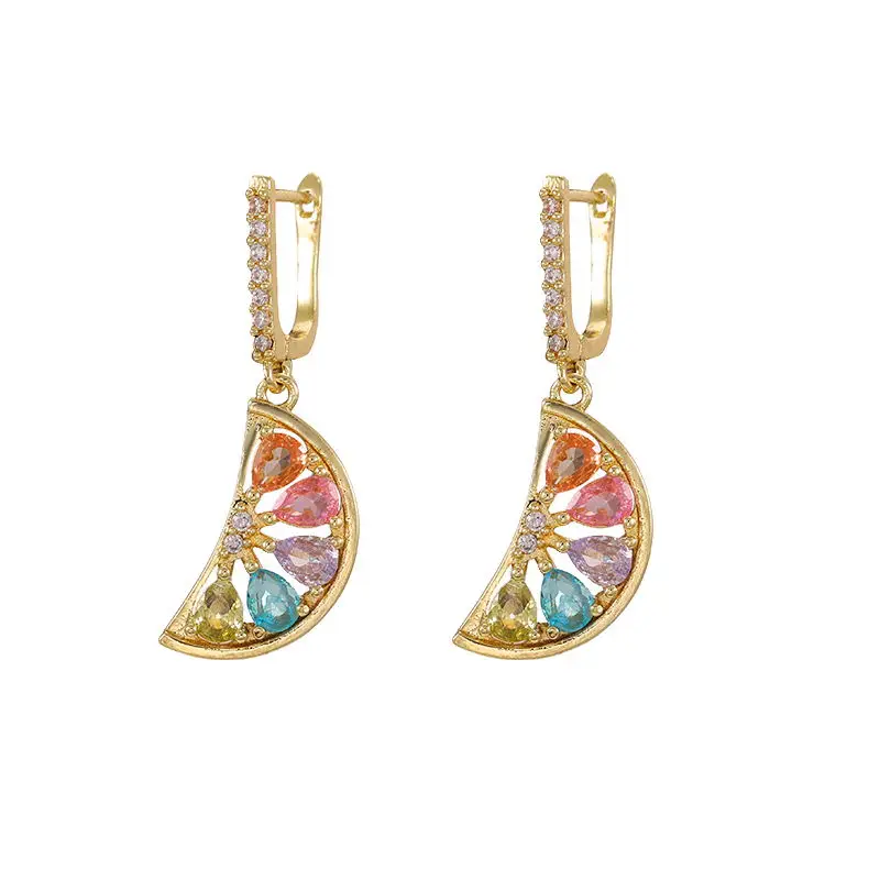 Micro-inlaid Jewelry Lemon Fruit Earrings Classic Personality Gorgeous Stainless Steel Earrings fruit earrings