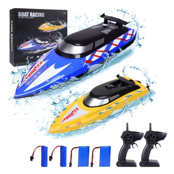 2Pack RC Boat,20+/10+MPH RC Boats with LED Light 2.4G High Speed Remote Control Boats, for Pools and Lakes,4 Rechargeable Batter 1
