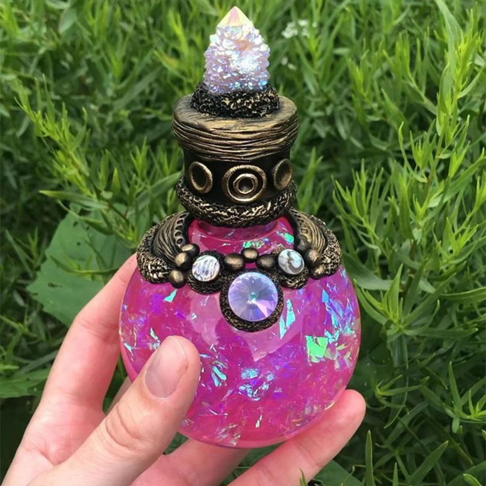 Creative Moon Magic Potion Bottle Mermaid Aura Desktop Ornament Elves Treasure Antidote Bottle Sample Vial Office Home Decor