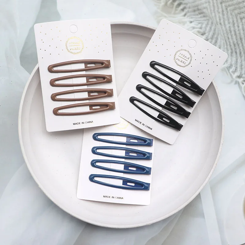 4 Stücke Schwarz Saphir Blau Snap Pea Haarspangen Einfache Haarspangen Styling Werkzeuge Mode Haarschmuck Kopfbedeckung