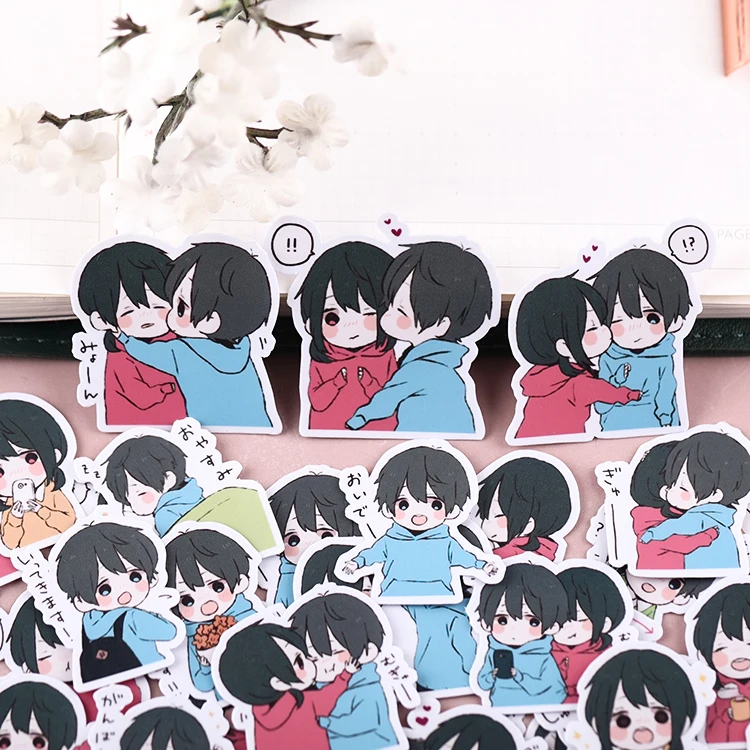 

36pcs Cute Little Couple's Hand-book Sticker Hand-book Characters Korean Wind Ins Wind Diy Photo Album Mobile Phone Material