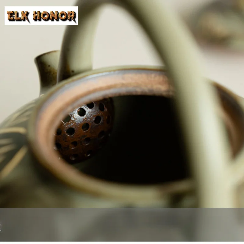 Gold Drawing Teapot Warmer Set Antique Hand-painted Grape Candle Heating Furnace Aesthetic Tea Stove Kettle Stand For Tea Gift