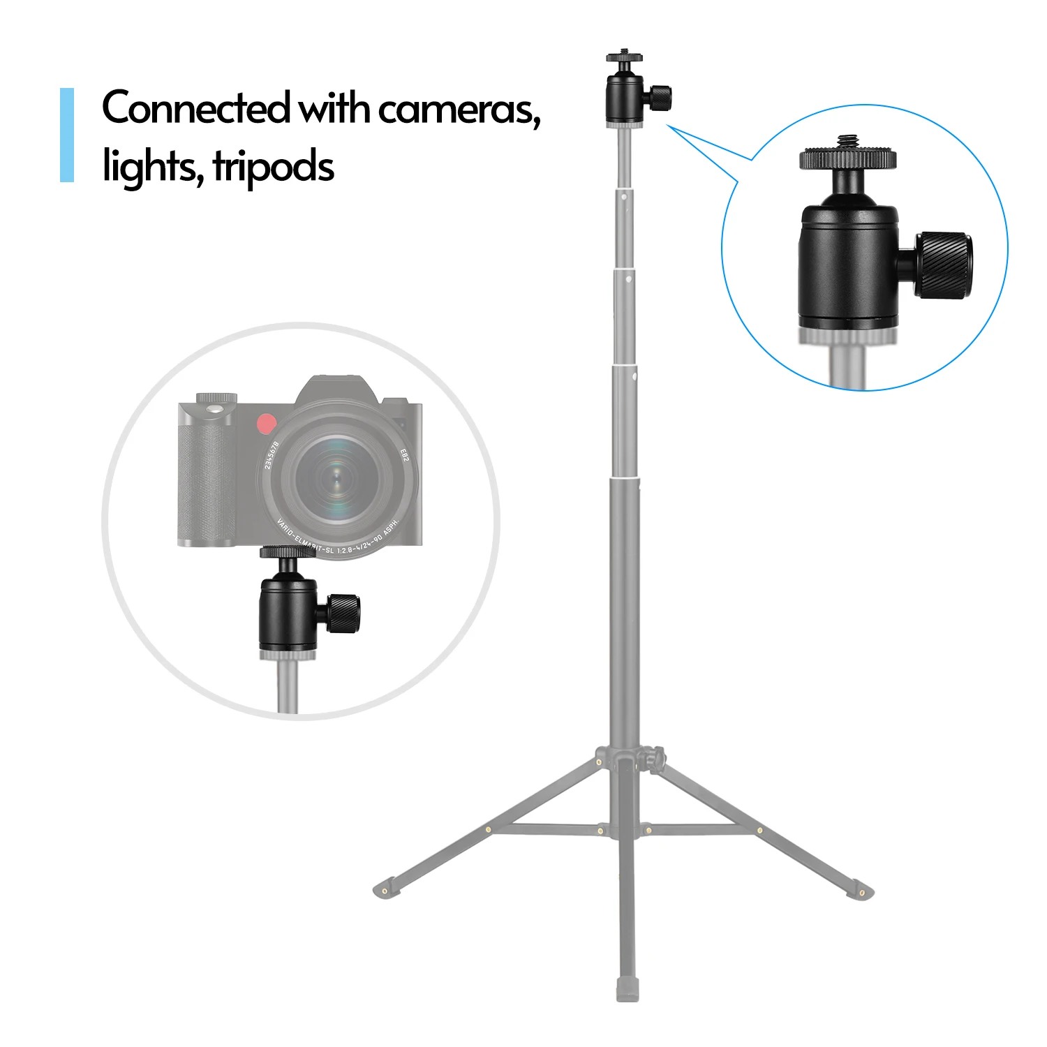 Mini Metal Tripod Head Adapter Ball Head with 1/4 Inch Screw and 3/8 Inch Screw Hole for Mobile Phone Camera LED Light Tripod tripod ball head camera head adapter