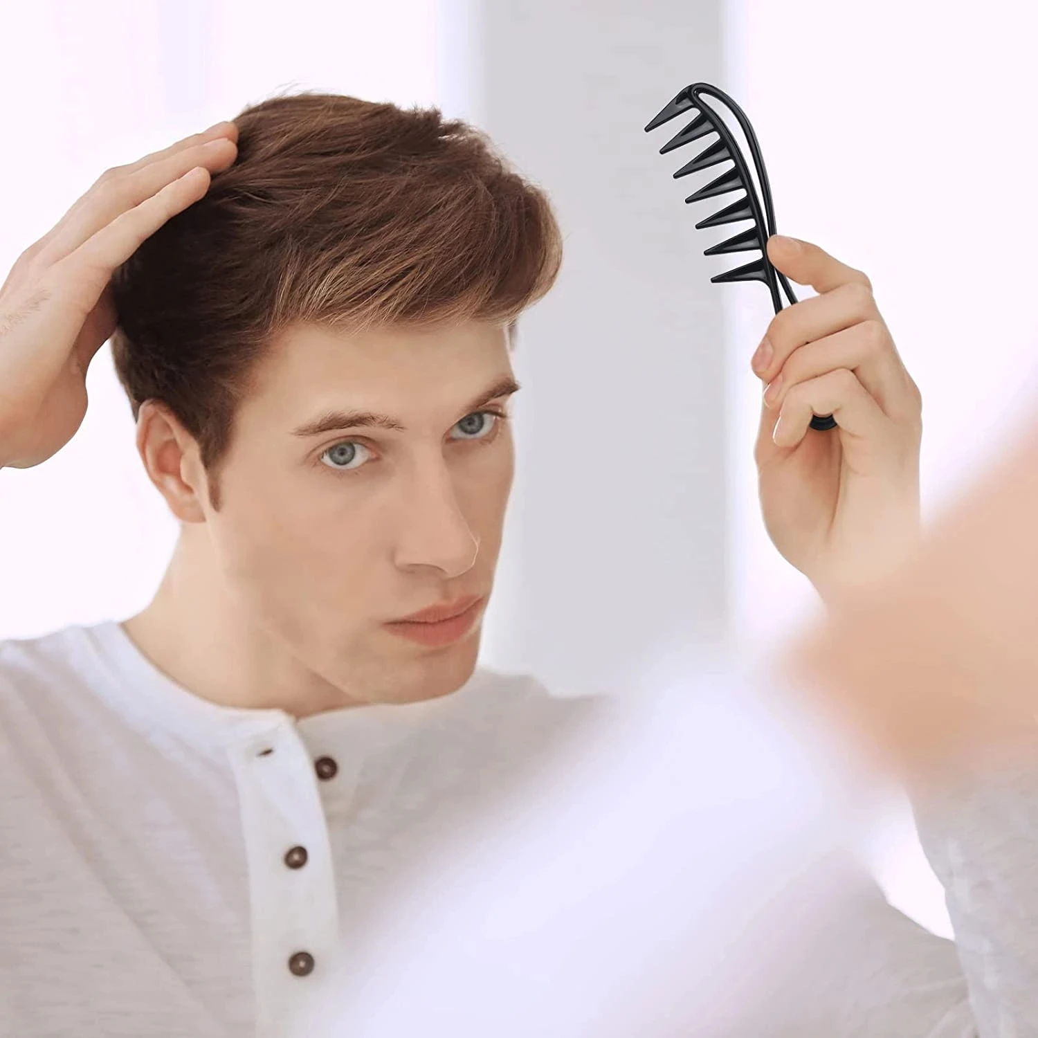 Barber Men Oil Comb Wide Tooth Shark Plastic Comb Hair Clipper Curling Salon Home Hairdressing Comb Massage Barber Stlying Tools 4