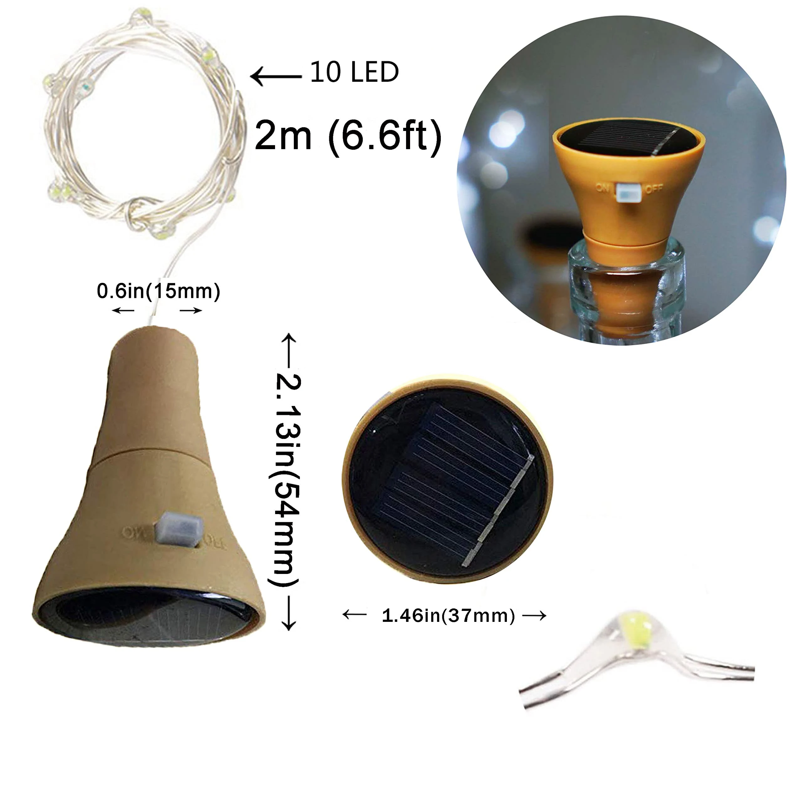 thumbnail image 1 of Guirnalda de luces LED solares para tapones de botellas, decoración de habitaciones, fiestas, árboles de Navidad y bodas, 1 of 5
